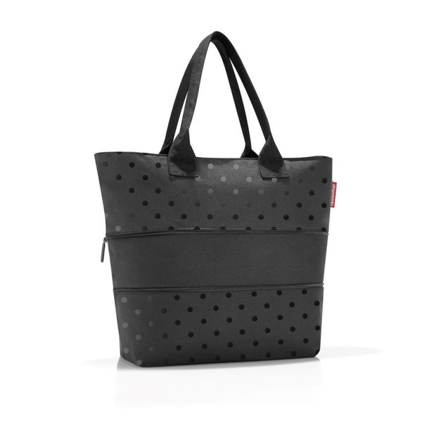 Torba shopper e1, glossy dots black. Czarne torebki shopper damskie Reisenthel, bez wzorów, z nylonu, biznesowe, na ramię, duże, bez dodatków. Za 131.90 zł.