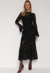 Czarna Siateczkowa Sukienka Wieczorowa VICES z Welurowym Wzorem Jilney. Czarne sukienki damskie Born2be, na randkę, l, bez wzorów, z weluru, eleganckie, bez kołnierzyka, bez ramiączek, dopasowane. Za 149.99 zł.