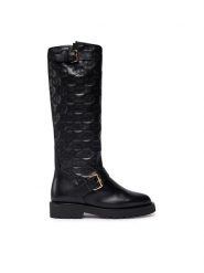TWINSET Oficerki 232TCT058 Czarny. Czarne kozaki damskie Twinset, ze skóry, bez obcasa, na płaskiej podeszwie. Za 2,709.00 zł.