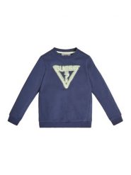Guess Bluzka L3GQ21 FL04D Niebieski Regular Fit. Niebieskie koszule dla chłopców Guess, z aplikacjami, z bawełny, bez kołnierzyka, bez ramiączek. Za 169.99 zł.