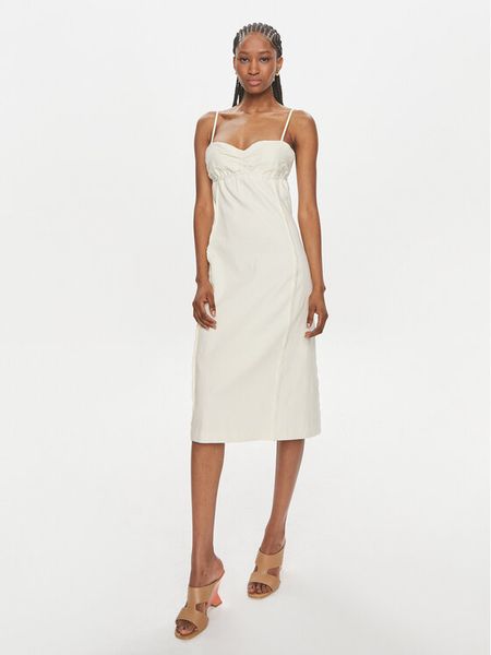 Samsøe Samsøe Sukienka jeansowa Salima F24100067 Écru Slim Fit. Sukienki damskie Samsøe & Samsøe, xl, bez wzorów, z bawełny, bez kołnierzyka, bez ramiączek. Za 659.00 zł.