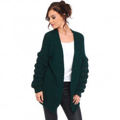 Kardigan "Shai" w kolorze zielonym. Zielone kardigany damskie Cosy Winter, ze splotem. W wyprzedaży za 181.95 zł.