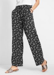 Spodnie palazzo z mieszanki wiskozy. Niebieskie spodnie materiałowe damskie bonprix, bez wzorów, z wiskozy. Za 79.99 zł.