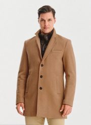 PAKO LORENTE - Beżowy płaszcz męski z odpinanym kołnierzem. Brązowe płaszcze męskie Pako Lorente, na jesień, m, bez wzorów, z poliesteru, bez kaptura. Za 499.99 zł.