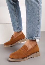 Brązowe Płaskie Mokasyny Ozdobione Paskiem Ravaluna. Brązowe mokasyny damskie Born2be, z jeansu, eleganckie. Za 84.99 zł.