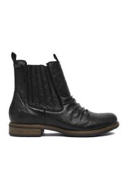Rieker Botki CEO-74855-00 Czarny. Czarne botki damskie Rieker, ze skóry, bez obcasa, na płaskiej podeszwie, bez zapięcia. Za 439.99 zł.