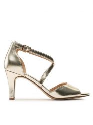 Clara Barson Sandały LS5953-02 Złoty. Żółte sandały damskie Clara Barson, bez wzorów, ze skóry, bez obcasa, na szpilce, bez zapięcia. Za 129.99 zł.