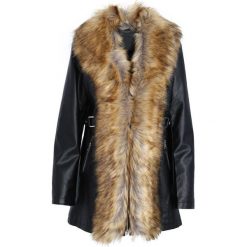 Czarno-Beżowy Płaszcz Enchanting. Płaszcze damskie marki FOUGANZA. Za 199.99 zł.