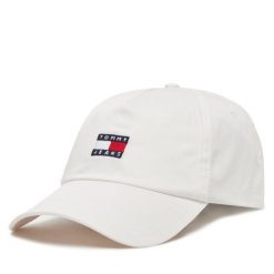 Czapka z daszkiem Tommy Jeans. Białe czapki i kapelusze męskie Tommy Jeans, bez wzorów, z jeansu. Za 99.99 zł.