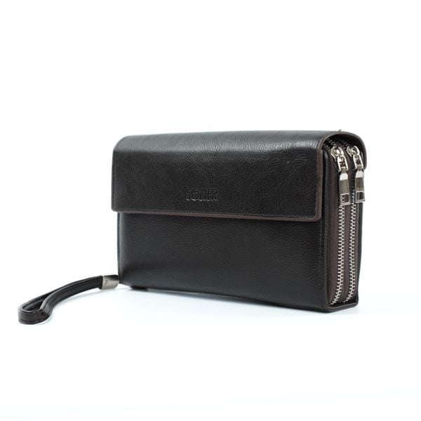 Portfel męski do ręki SW36 BROWN. Brązowe portfele męskie bez wzorów, z materiału. Za 67.99 zł.