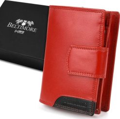 Beltimore Damski skórzany portfel duży pionowy RFiD czerwony BELTIMORE 039. Czerwone portfele damskie Beltimore, bez wzorów. Za 77.68 zł.