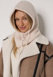 Beżowa Czapka Kominiarka z Wełną o Kroju Kaptura z Kominem Linezra. Brązowe czapki i kapelusze damskie Born2be, bez wzorów, z dzianiny, eleganckie. Za 79.99 zł.