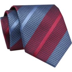 Krawat - ALTIES - Niebiesko Czerwone Pasy. Czerwone krawaty i muchy Alties, bez wzorów, z tkaniny, eleganckie. Za 49.00 zł.