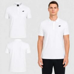 KOSZULKA MĘSKA POLO 4F T-SHIRT SPORTOWY M0770 SS26. Czarne koszulki polo męskie 4f, m, bez wzorów, z bawełny, sportowe, bez ramiączek. Za 89.99 zł.