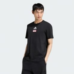 Koszulka z grafiką adidas Marvel Spider-Man. Czarne koszulki sportowe męskie Adidas, uniwersalny, bez wzorów, z bawełny, bez kołnierzyka, bez ramiączek. Za 179.00 zł.