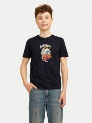Jack & Jones Junior T-Shirt Seven Skull 12263213 Czarny Standard Fit. Czarne t-shirty dla chłopców Jack & Jones Junior, bez wzorów, z bawełny, bez ramiączek. Za 39.99 zł.