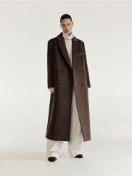 Płaszcz oversize z wełną - brązowy. Brązowe płaszcze damskie Reserved, l, bez wzorów, z tkaniny, bez kaptura. Za 599.99 zł.