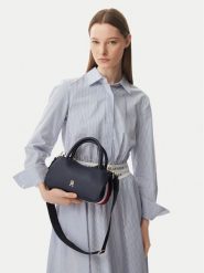 Tommy Hilfiger Torebka Th Logotape Mini Satchel AW0AW18743 Granatowy. Niebieskie torebki do ręki damskie Tommy Hilfiger, bez wzorów, ze skóry, bez dodatków. Za 489.99 zł.