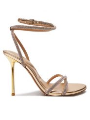 Aldo Sandały Manaelden 13816572 Złoty. Żółte klapki damskie Aldo, bez wzorów, z materiału, bez obcasa, na szpilce, bez zapięcia. Za 419.99 zł.