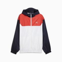 Kurtka wiatrówka męska Puma ESS UV RELAXED WINDBREAKER biała 68462602 r XL. Białe kurtki męskie Puma, m, bez wzorów, z gumy, sportowe, bez kaptura. Za 167.80 zł.