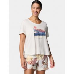 Koszulka bawełniana damska Columbia Ruby Springs Graphic Scoop Neck S/S. Białe koszulki sportowe damskie Columbia, m, bez wzorów, z bawełny, bez kołnierzyka, bez ramiączek. Za 91.99 zł.