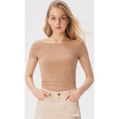 T-shirt off shoulder - Żółty. T-shirty damskie marki Sinsay. Za 14.99 zł.