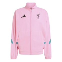 Kurtka dresowa Liverpool FC ZN.E. 2025/26. Czerwone kurtki męskie Adidas, s, bez wzorów, z dresówki, do piłki nożnej. Za 411.50 zł.