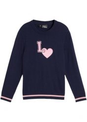 Sweter z dzianiny o gładkim splocie drobnych oczek. Niebieskie swetry dla dziewczynek bonprix, bez wzorów, z dzianiny, bez kołnierzyka, bez ramiączek, bez kaptura. Za 79.99 zł.