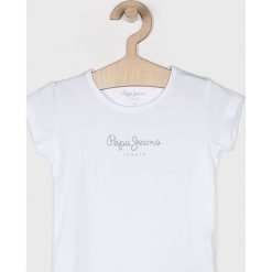 Pepe Jeans - Top dziecięcy 104-122 cm. Białe t-shirty i topy dla dziewczynek Pepe Jeans, bez wzorów, z bawełny, bez ramiączek. W wyprzedaży za 49.90 zł.