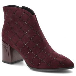 Bordowe Botki S.Barski Stylowe Buty Damskie. Czerwone kozaki damskie S.BARSKI, z zamszu, bez obcasa, na obcasie. Za 322.99 zł.