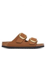 Birkenstock Klapki Arizona Big Buckle 1032989 Brązowy jasny. Brązowe klapki damskie Birkenstock, bez wzorów, ze skóry, bez obcasa. Za 674.99 zł.