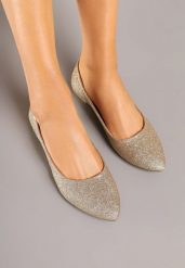 Złote Balerinki ze Skórzaną Wkładką Ozdobione Brokatem Galessea. Żółte baleriny damskie Born2be, na lato, z aplikacjami, eleganckie, bez obcasa. Za 59.99 zł.