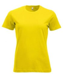 Clique New Classic-T Women – damska koszulka z ringspun bawełny. Żółte t-shirty damskie CLIQUE, xl, bez wzorów, z bawełny, klasyczne, bez kołnierzyka. Za 104.55 zł.