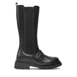 Kozaki TWINSET. Czarne kozaki damskie Twinset, bez obcasa, na płaskiej podeszwie. Za 879.99 zł.