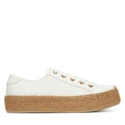 Espadryle JENNY. Białe espadryle damskie Jenny, bez wzorów, bez obcasa, bez zapięcia. Za 99.99 zł.