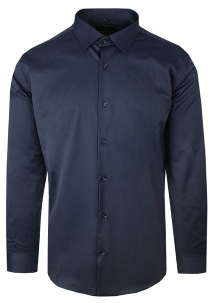 Elegancka Męska Koszula - VICTORIO - Granatowa - Regular. Niebieskie koszule męskie Victorio, m, bez wzorów, z bawełny, eleganckie, bez kołnierzyka, bez ramiączek. Za 129.00 zł.