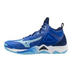 Buty halowe Mizuno Wave Momnetum Mid. Białe obuwie sportowe damskie Mizuno, bez wzorów, do siatkówki, mizuno wave. Za 740.45 zł.