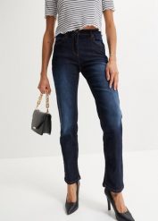 Dżinsy Straight, Mid Waist, ze stretchem. Szare jeansy damskie bonprix. Za 92.99 zł.