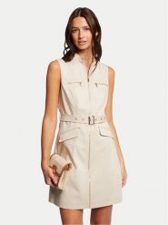 Morgan Sukienka codzienna 241-ROMEA Beżowy Slim Fit. Brązowe sukienki damskie Morgan, na co dzień, bez wzorów, z bawełny, bez kołnierzyka, bez ramiączek, proste. Za 449.99 zł.