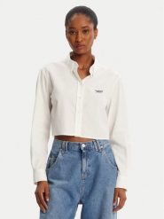 Tommy Jeans Koszula DW0DW21400 Biały Relaxed Fit. Białe bluzki damskie Tommy Jeans, s, bez wzorów, z bawełny, bez kołnierzyka, bez ramiączek. Za 269.99 zł.
