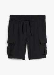 Bermudy regular fit z przewiewnego muślinu. Czarne szorty męskie bonprix, m, bez wzorów. Za 104.99 zł.
