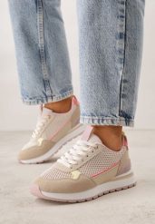 Ciemnobeżowe Sneakersy z Siateczką i Antypoślizgową Podeszwą Katala. Brązowe obuwie sportowe damskie Born2be, bez wzorów, z jeansu, trekkingowe. Za 119.99 zł.