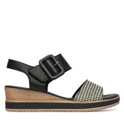 Sandały Remonte. Żółte sandały damskie Remonte, bez wzorów, bez obcasa, na płaskiej podeszwie, bez zapięcia. Za 379.99 zł.