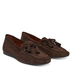 Półbuty Vagabond Shoemakers. Brązowe półbuty damskie Vagabond Shoemakers, bez wzorów, bez obcasa, na płaskiej podeszwie, bez zapięcia. Za 539.99 zł.