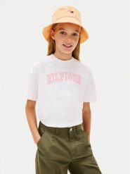 Tommy Hilfiger T-Shirt KG0KG09523 Biały Regular Fit. Białe t-shirty i topy dla dziewczynek Tommy Hilfiger, bez wzorów, z bawełny, bez ramiączek. Za 109.99 zł.