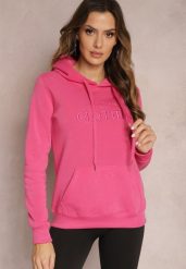 Różowa Ocieplana Bluza z Haftem i Kapturem Ieliana. Czerwone bluzy damskie Renee, l, bez wzorów, z dzianiny, z kapturem. Za 79.99 zł.