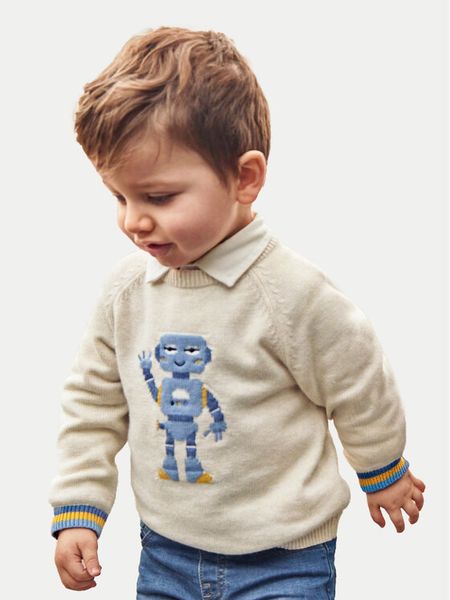 Mayoral Sweter 2310 Écru Regular Fit. Swetry dla chłopców Mayoral, bez wzorów, z bawełny, bez kołnierzyka, bez kaptura. Za 69.99 zł.