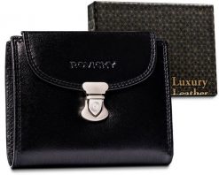 Portfel skórzany Rovicky R-RD-39-GCL Black czarny. Czarne portfele damskie ROVICKY, bez wzorów, ze skóry. Za 85.99 zł.