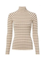 Marie Lund dzianinowa koszulka z długim rękawem Kobiety beżowy|brązowy, XXL. Brązowe t-shirty damskie Marie Lund, xxl, bez wzorów, z dzianiny, biznesowe, bez kołnierzyka. Za 139.95 zł.