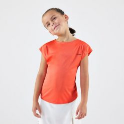 Koszulka tenisowa dla dziewczynek Artengo TTS Soft. Niebieskie t-shirty i topy dla dziewczynek ARTENGO, bez wzorów, z elastanu, bez ramiączek. Za 39.99 zł.